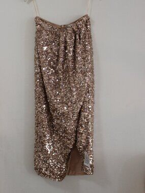 ASOS Edition Sequin Drape Detail Midi Skirt in Blush, Size 6, NWT